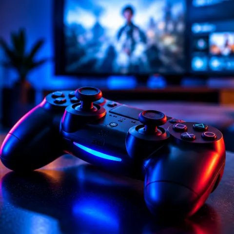 Gaming-Controller vor einem Fernseher
